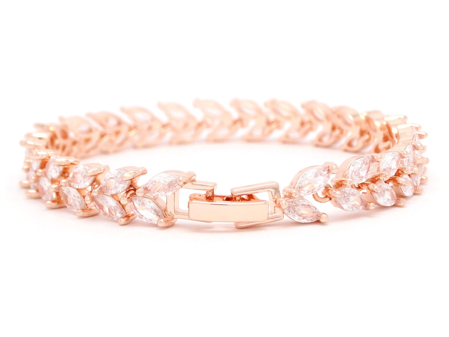 White marquise rose gold bracelet BACK