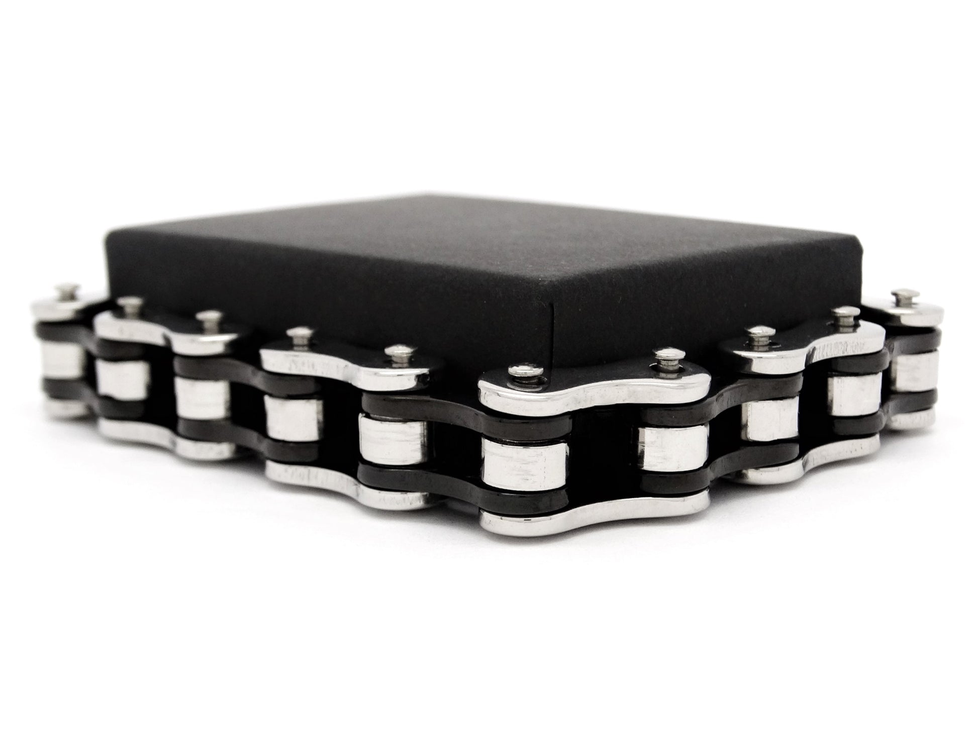 Stainless steel with black inner links bike chain bracelet GIFT BOX