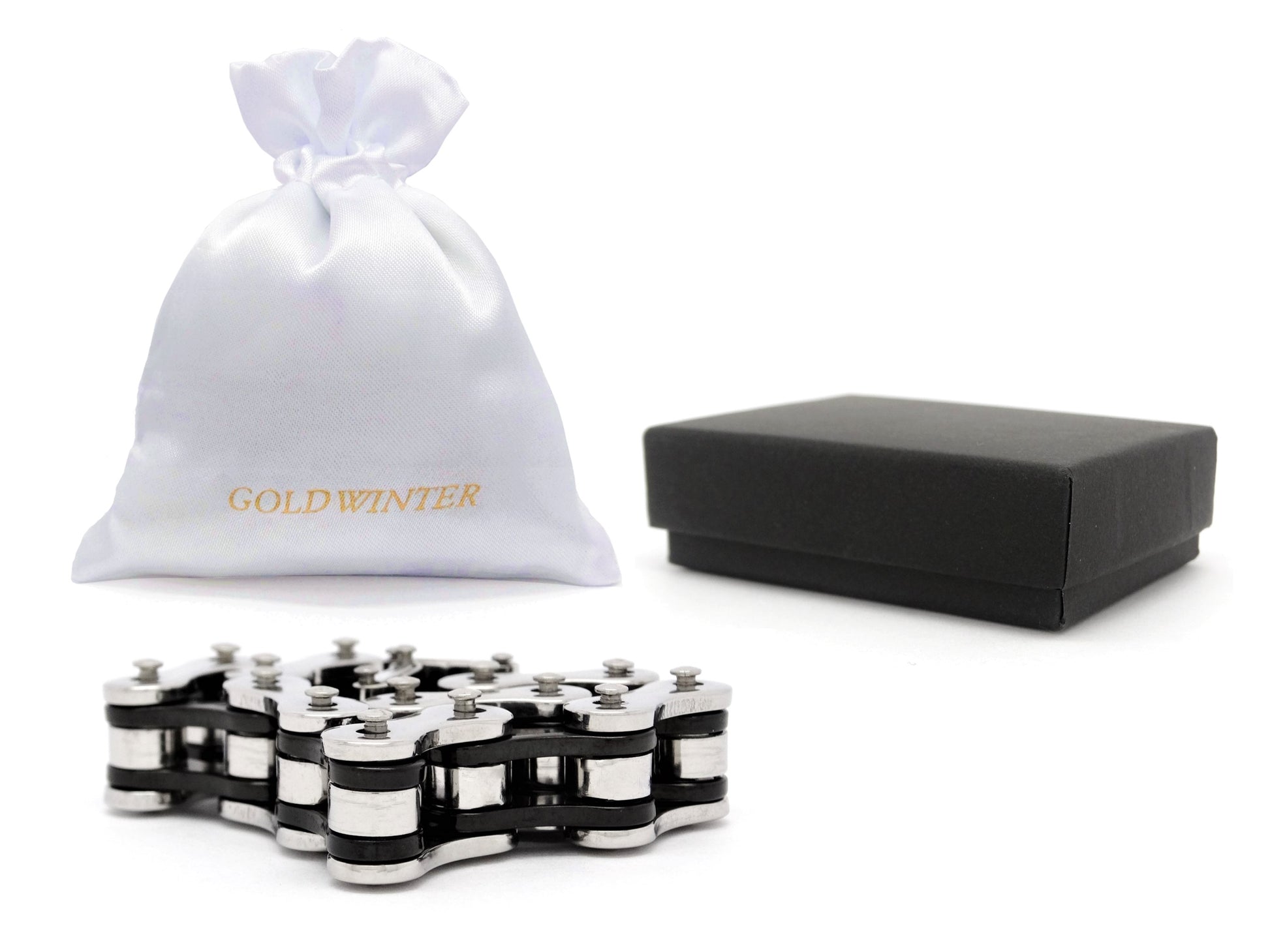 Stainless steel with black inner links bike chain bracelet GIFT BAG