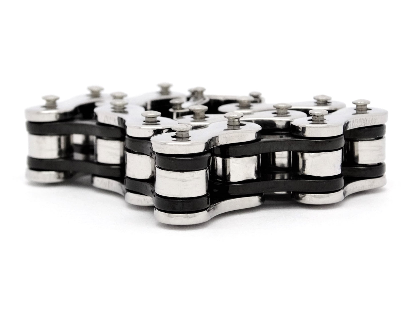Stainless steel with black inner links bike chain bracelet DISPLAY