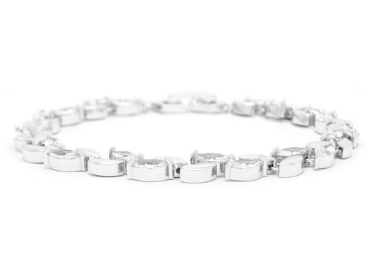 Marquise AAA White Gems White Gold Bracelet SIDE