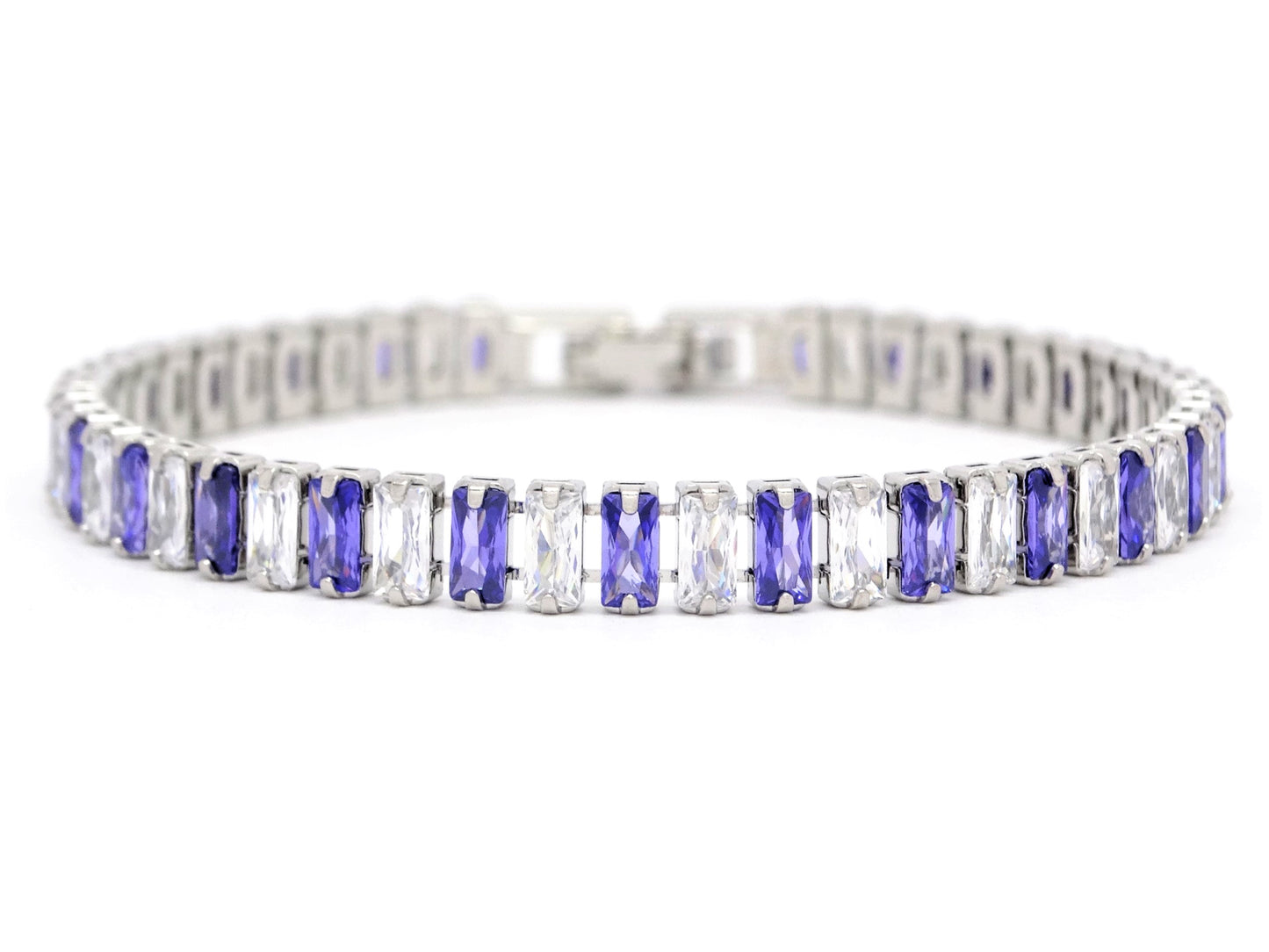 Purple And White Baguette Tennis Bracelet MAIN