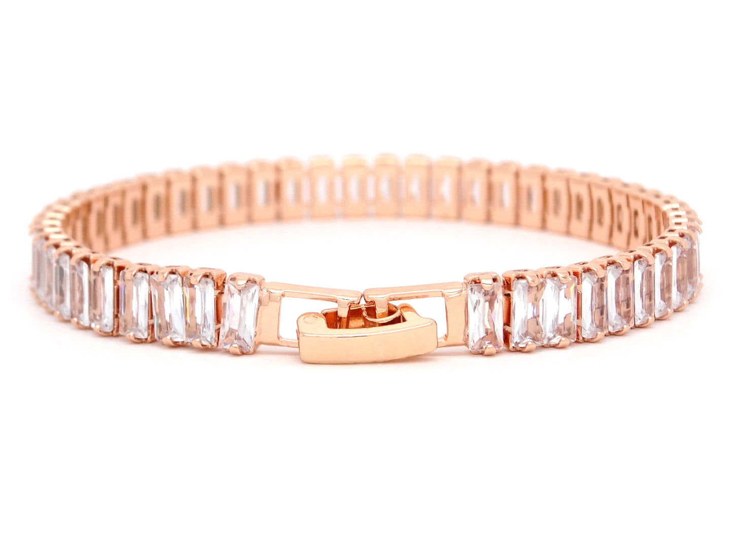 Rose Gold Baguette Tennis Bracelet BACK