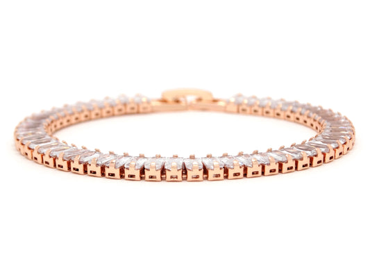 Rose Gold Baguette Tennis Bracelet SIDE