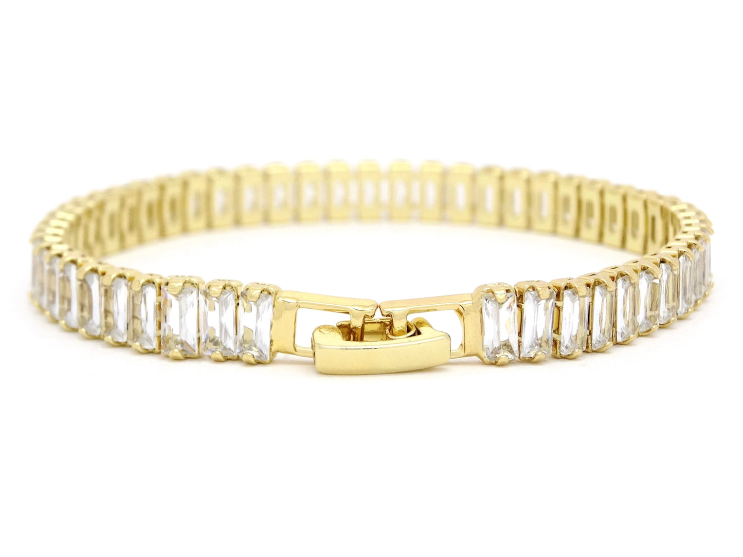Yellow Gold Baguette Tennis Bracelet BACK