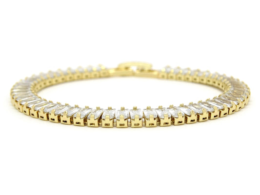 Yellow Gold Baguette Tennis Bracelet SIDE