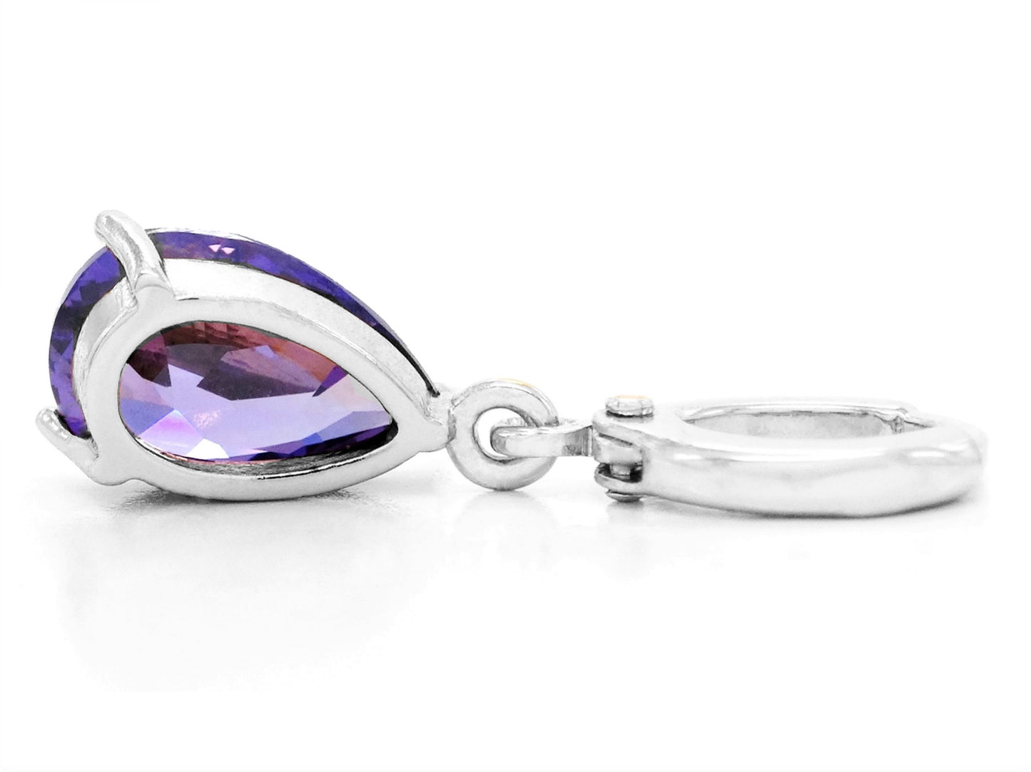 Purple raindrop white gold earrings BACK