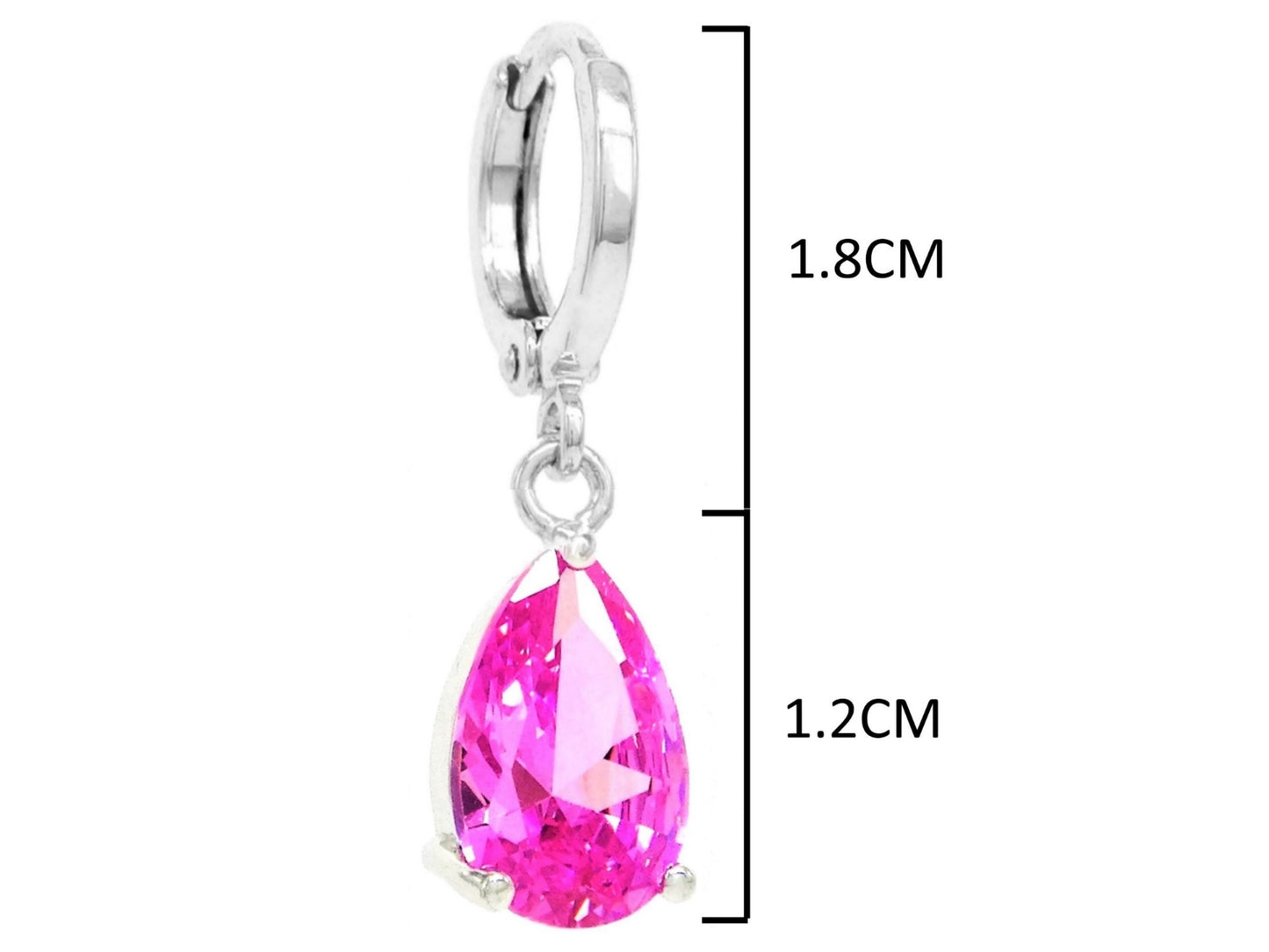 Pink raindrop white gold earrings MEASUREMENT