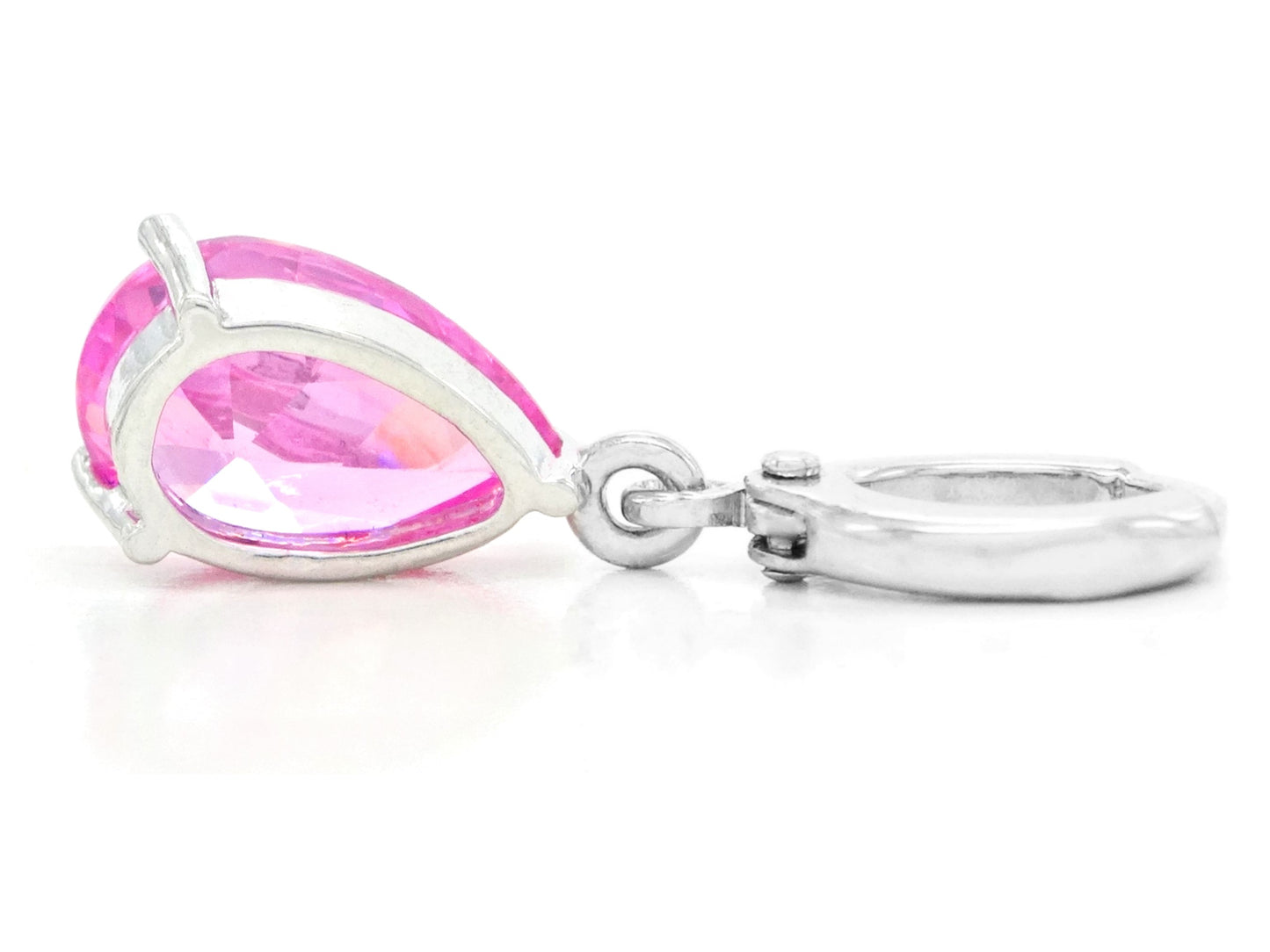 Pink raindrop white gold earrings BACK