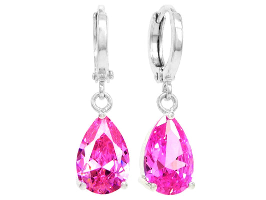 Pink raindrop white gold earrings MAIN