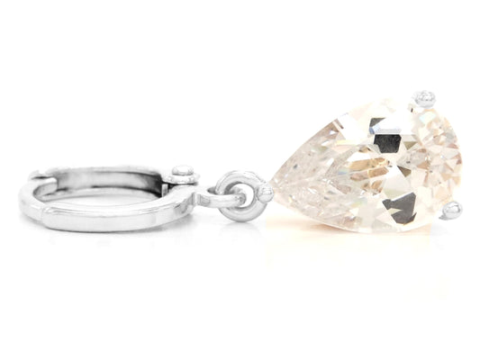 Clear raindrop white gold earrings FRONT