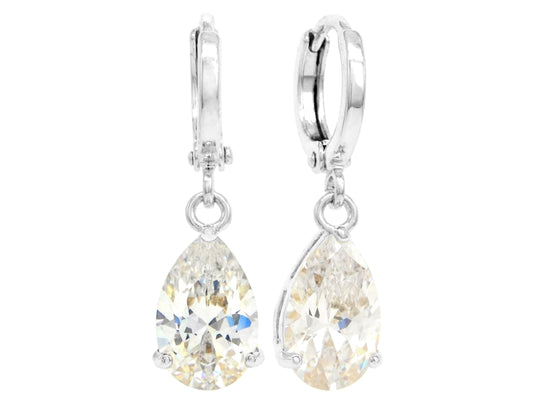 Clear raindrop white gold earrings MAIN