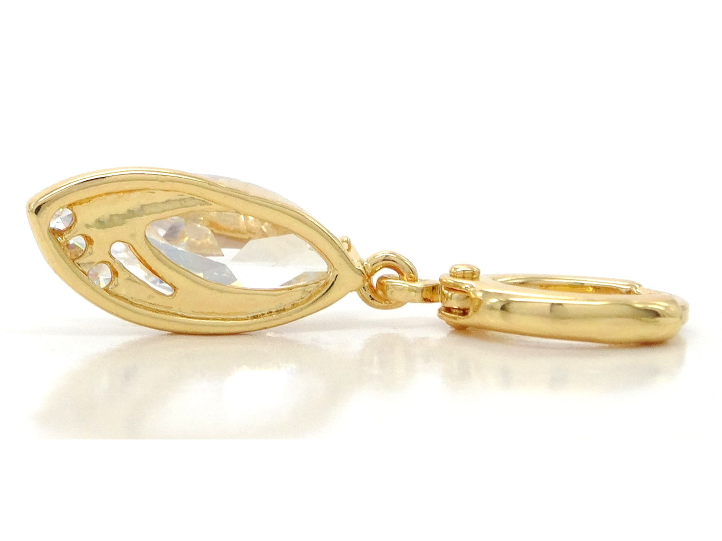 Gold clear marquise earrings BACK