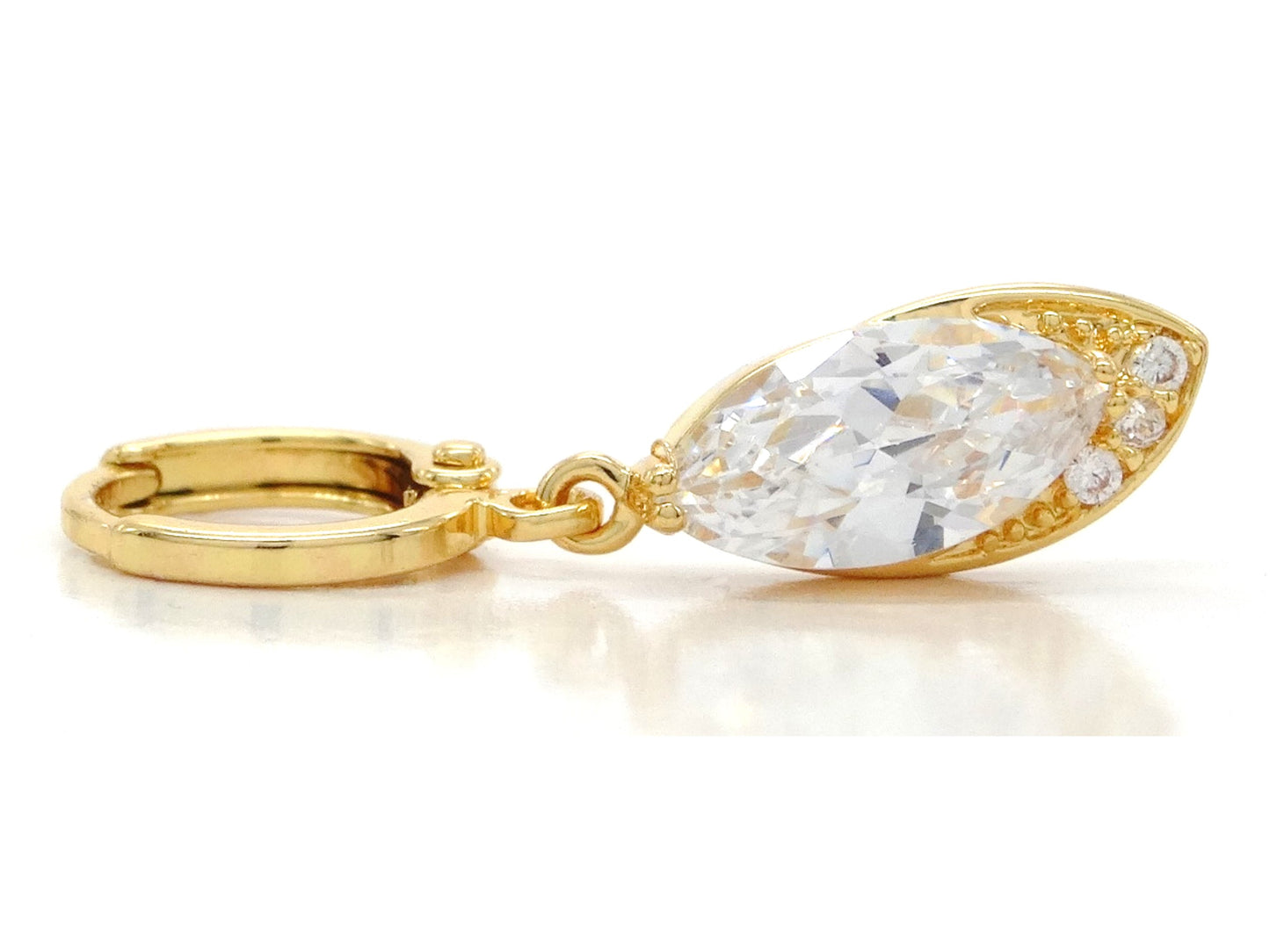 Gold clear marquise earrings FRONT