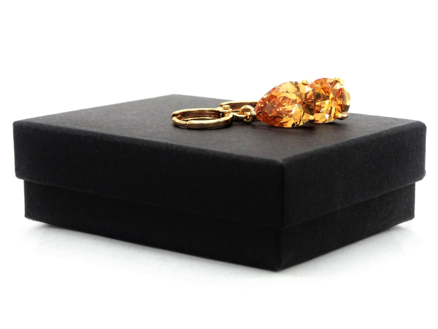 Citrine raindrop gold earrings GIFT BOX