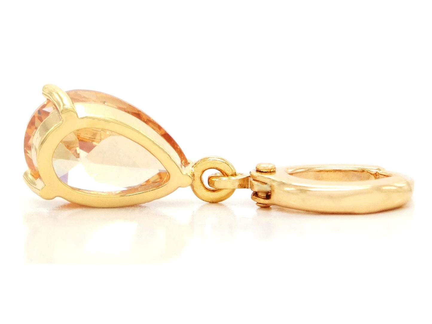 Citrine raindrop gold earrings BACK