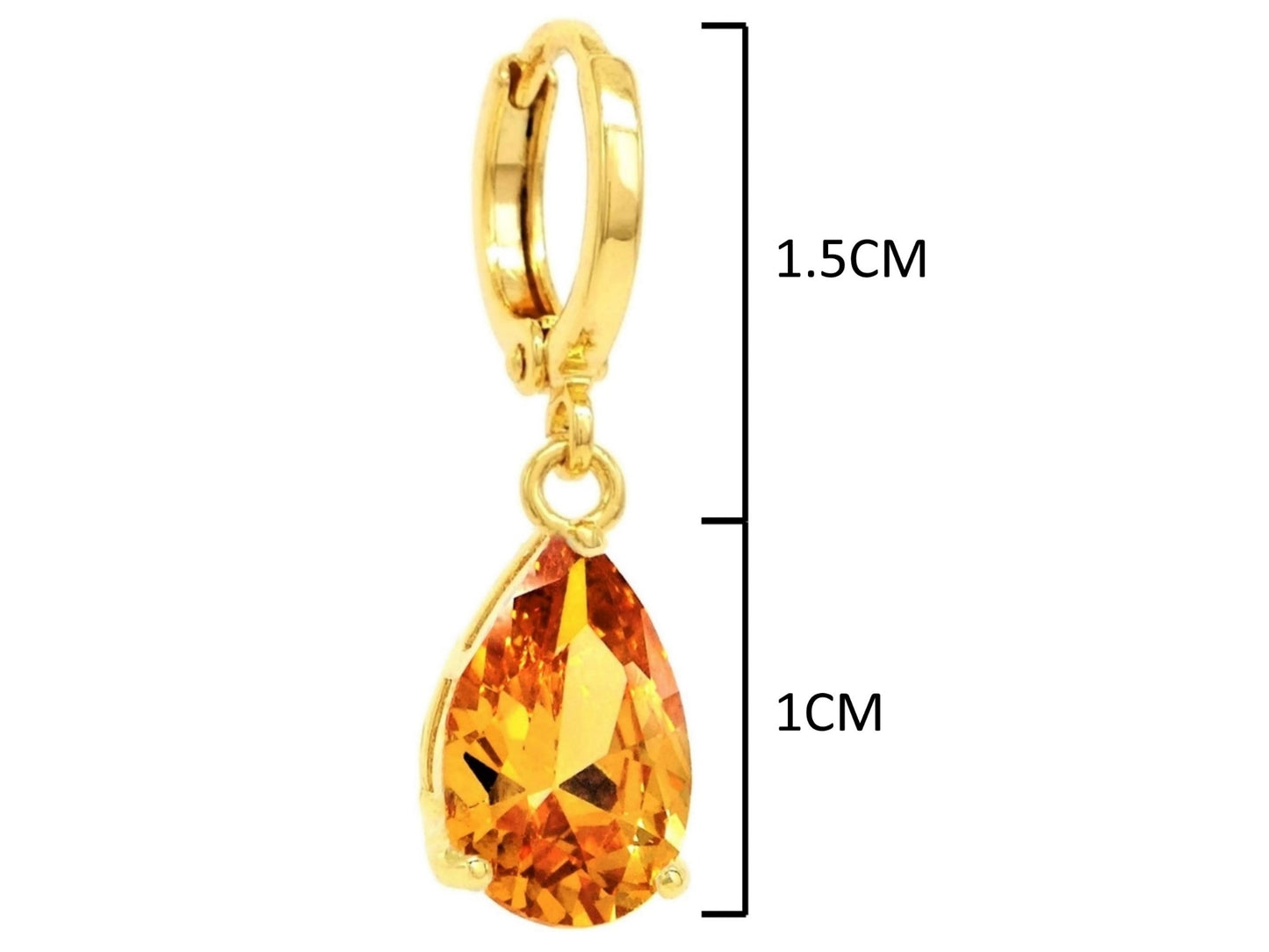 Citrine raindrop gold earrings MEASUREMENT