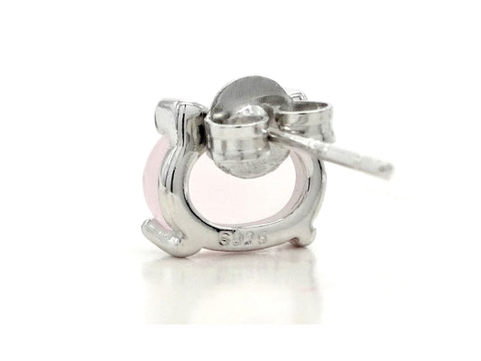 Sterling silver pink moonstone cat earrings BACK