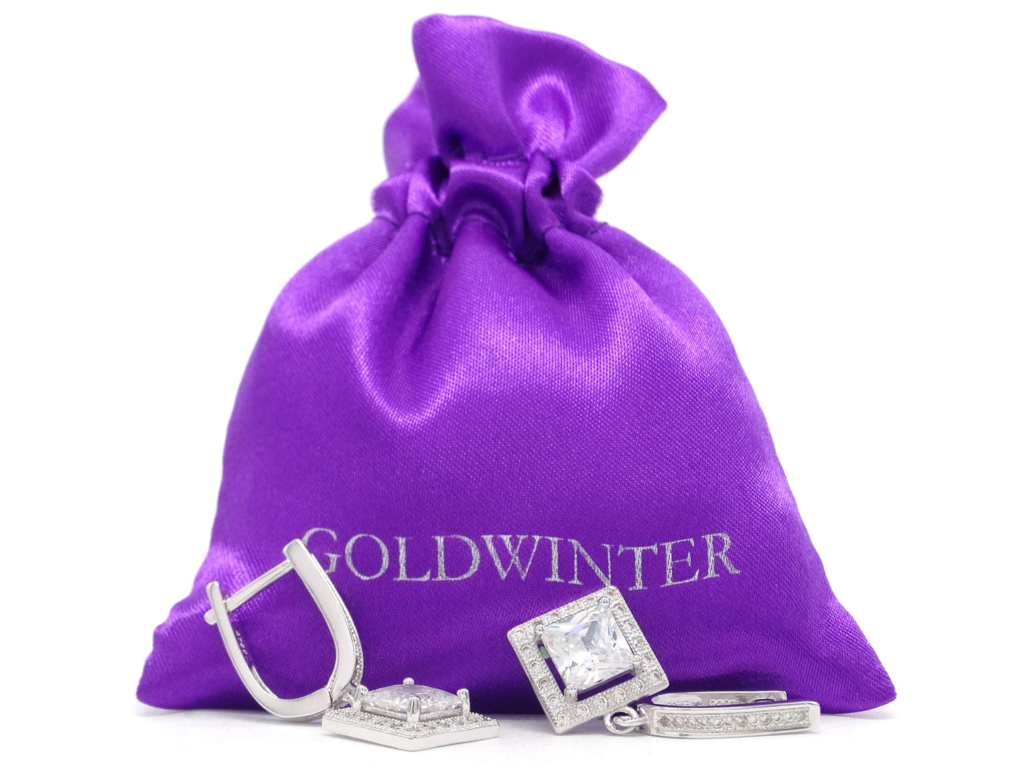 Sterling silver princess gem earrings GIFT BAG