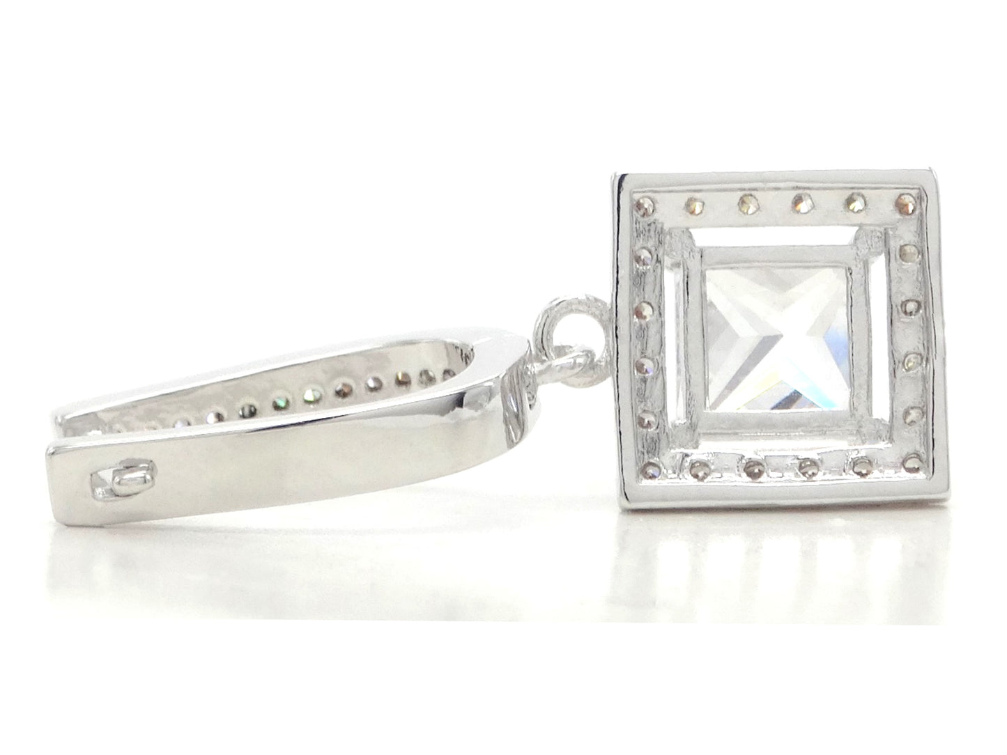 Sterling silver princess gem earrings BACK