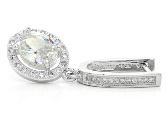 Sterling silver oval gem earrings FRONT