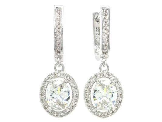 Sterling silver oval gem earrings MAIN