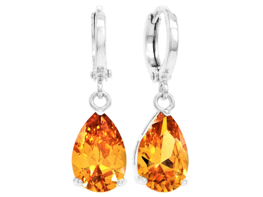 Citrine raindrop white gold earrings MAIN