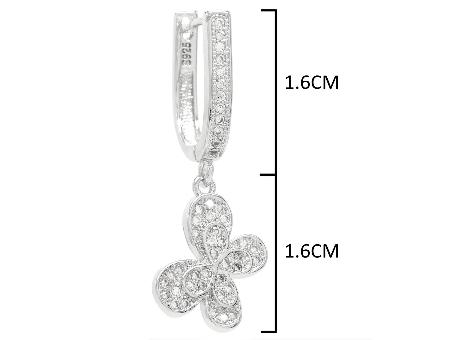 Sterling silver butterfly drop earrings MEASUREMENT