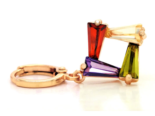 Rose gold tapered baguette gem earrings FRONT