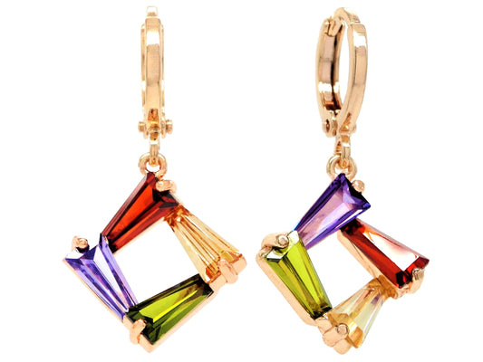 Rose gold tapered baguette gem earrings MAIN