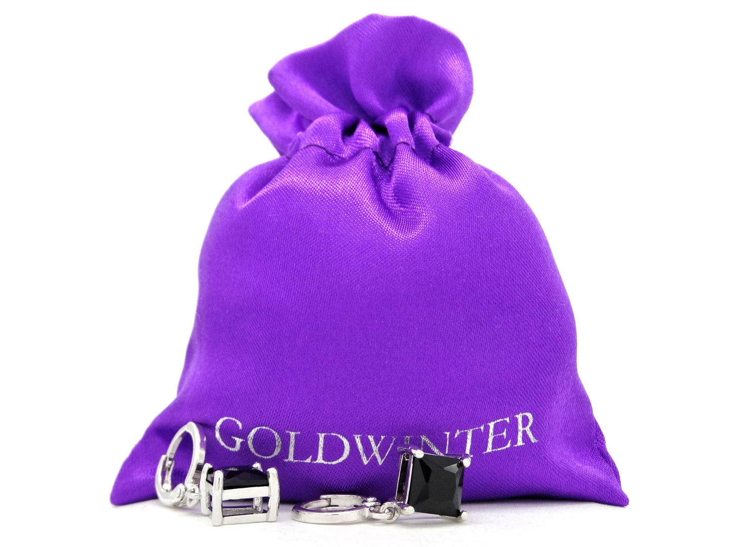 Black princess white gold earrings GIFT BAG