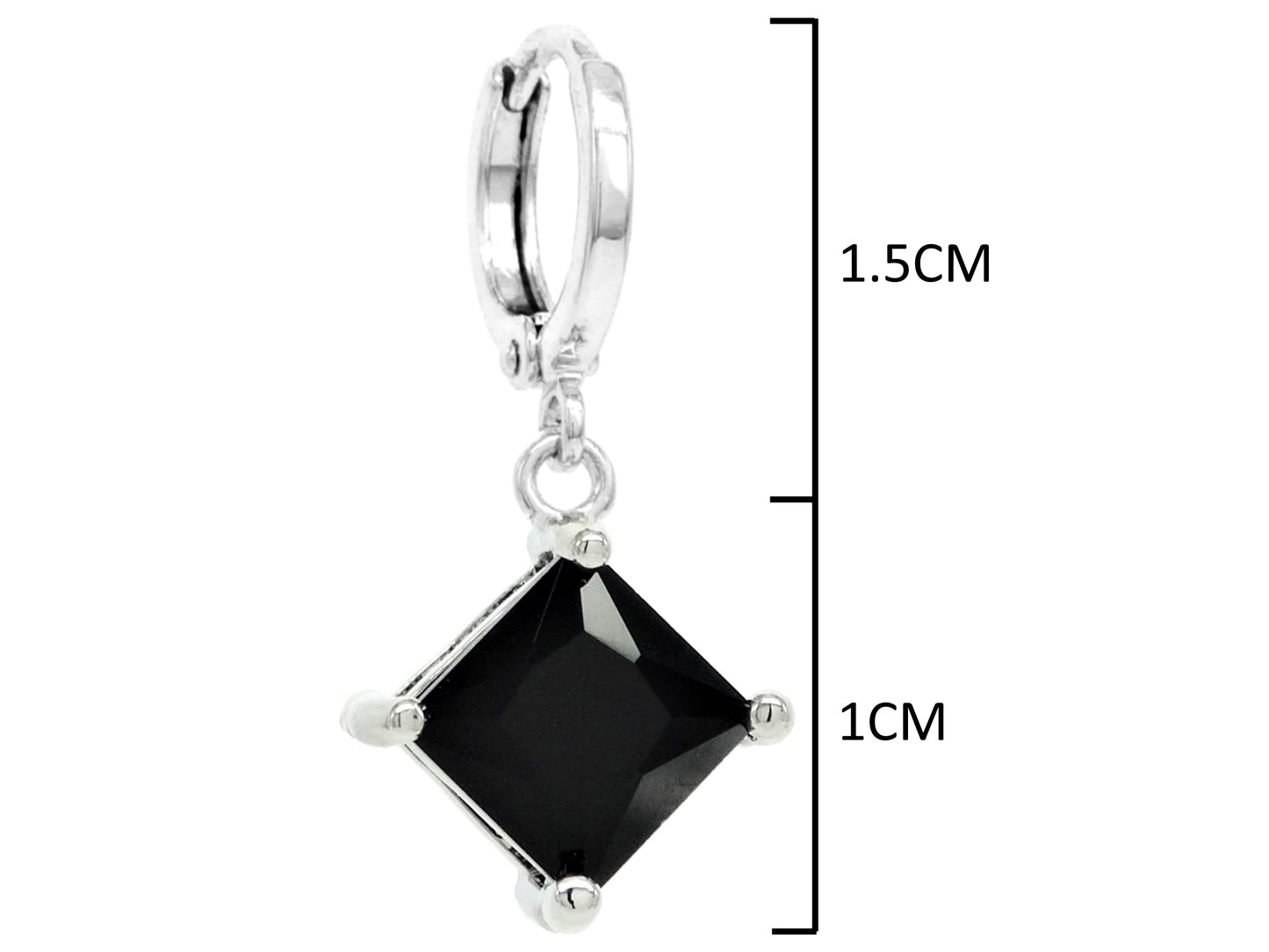 Black princess white gold earrings MEASUREMENT