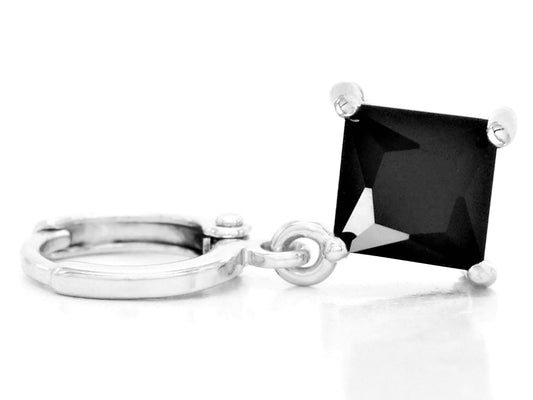 Black princess white gold earrings FRONT