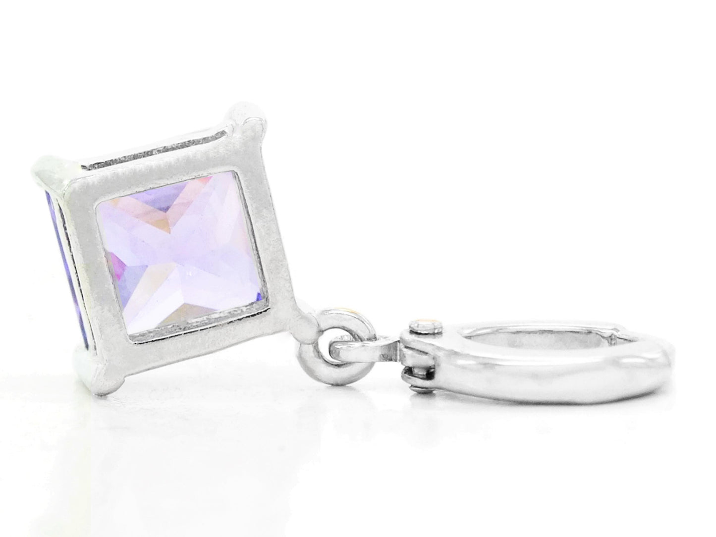 White gold purple princess necklace and earrings BACK