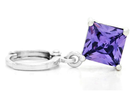 Purple princess white gold earrings FRONT