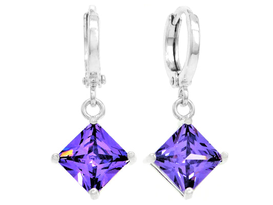 Purple princess white gold earrings MAIN