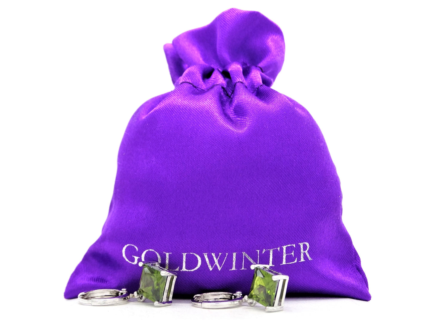 White gold green princess necklace and earrings GIFT BAG