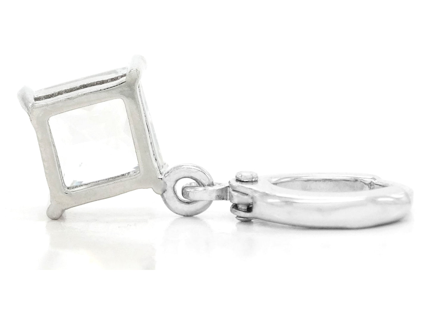 White gold clear princess necklace and earrings BACK