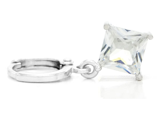 Clear princess white gold earrings FRONT