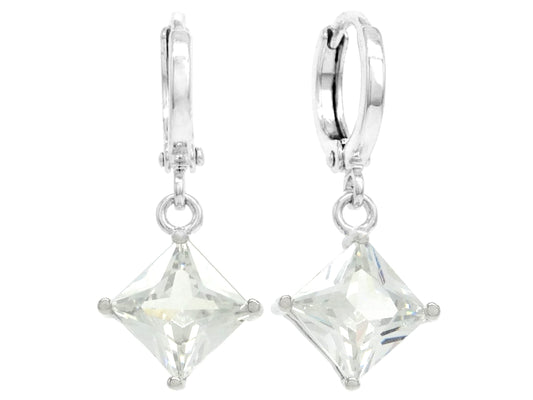 Clear princess white gold earrings MAIN