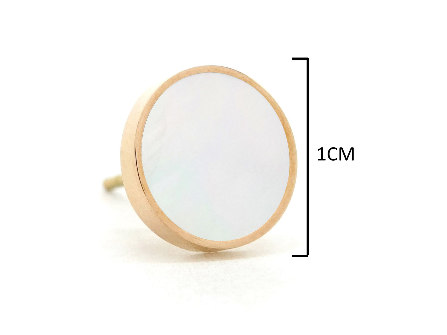 Rose gold white seashell stud earrings MEASUREMENT