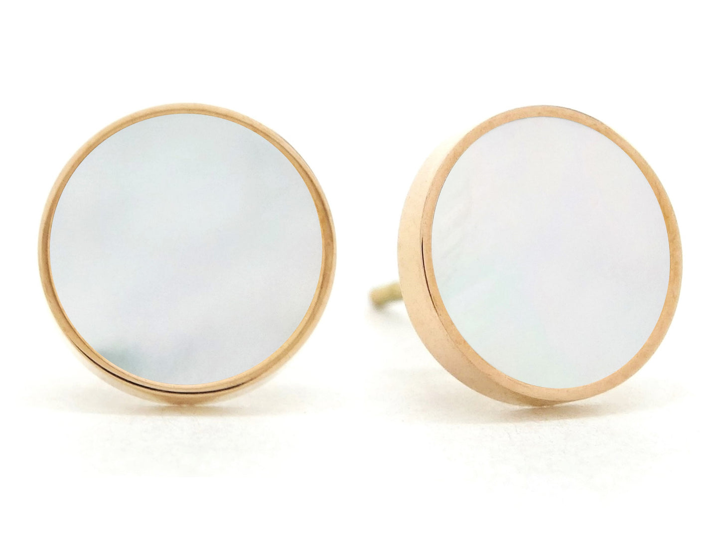 Rose gold white seashell stud earrings MAIN