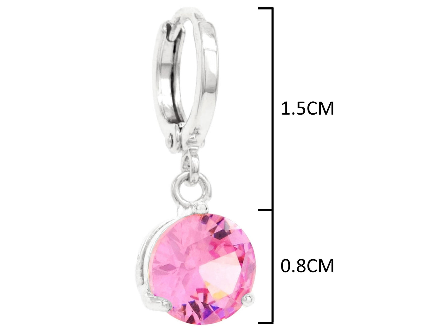 Pink gem white gold earrings MEASUREMENT