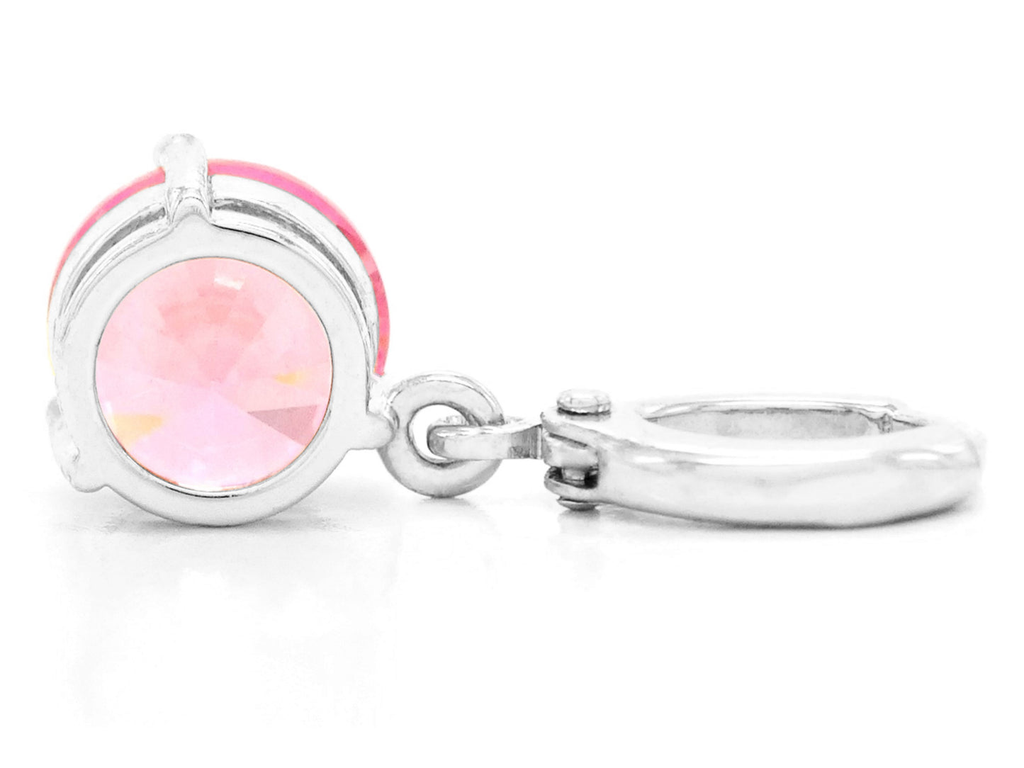 Pink gem white gold earrings BACK