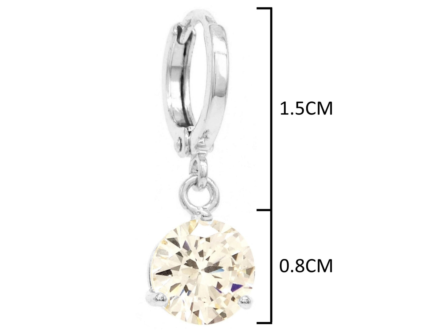 White gem white gold earrings MEASUREMENT
