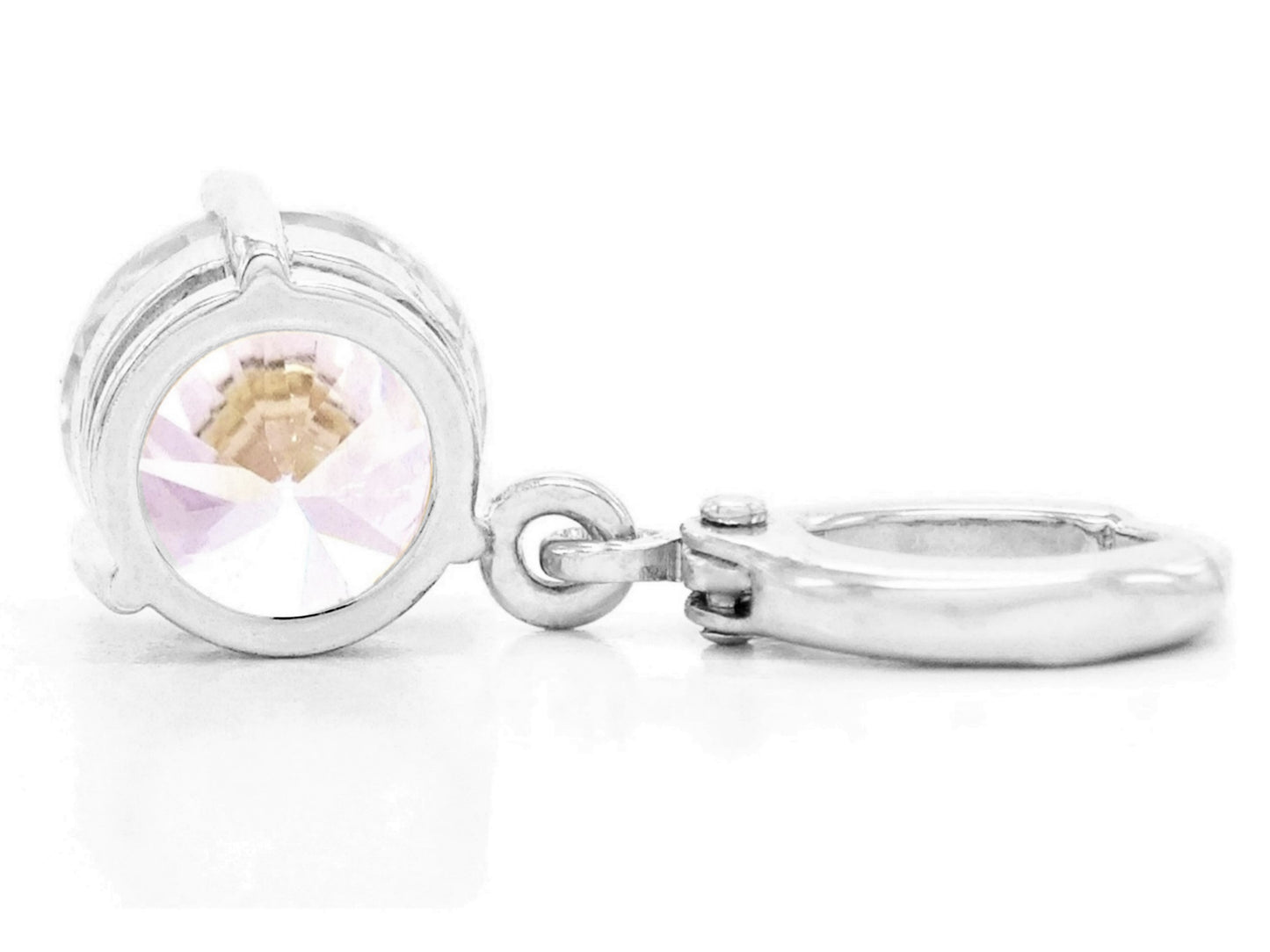 White gem white gold earrings BACK