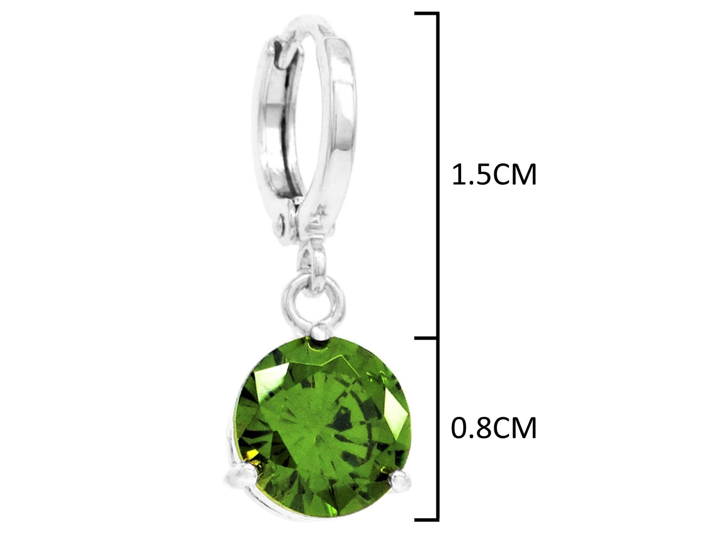 Green gem white gold earrings MEASUREMENT