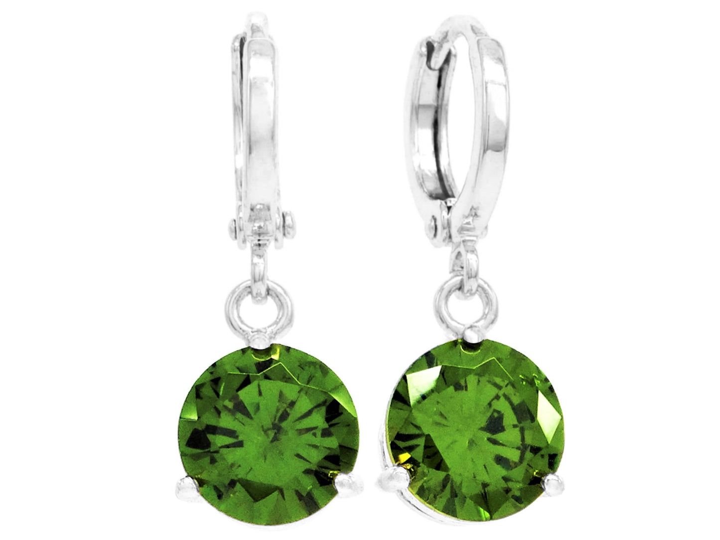 Green gem white gold earrings MAIN