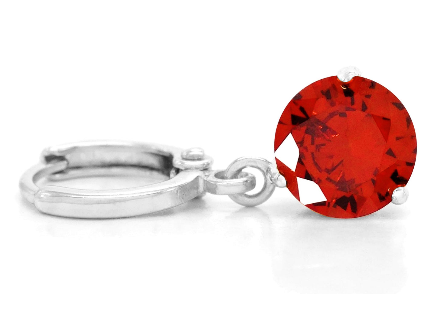White gold red round gem necklace and earrings FRONT