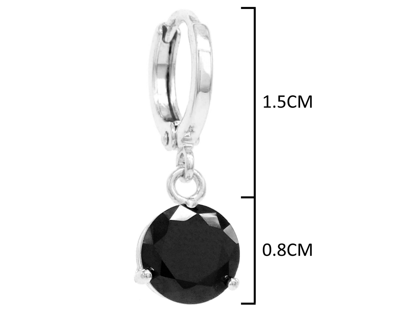 Black moonstone white gold earrings MEASUREMENT